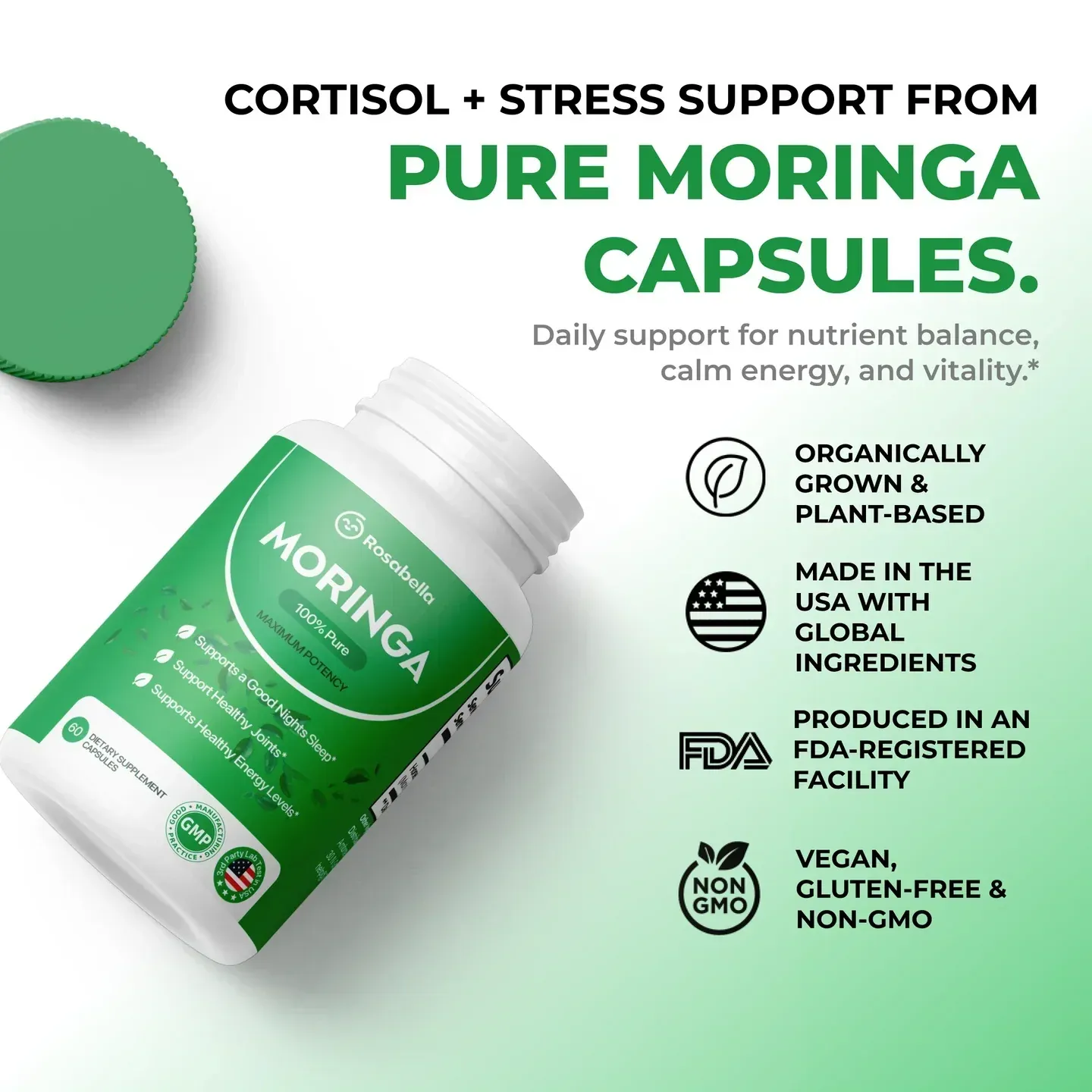 Cápsulas de Moringa Rosabella | Fórmula Exclusiva para Energía y Longevidad