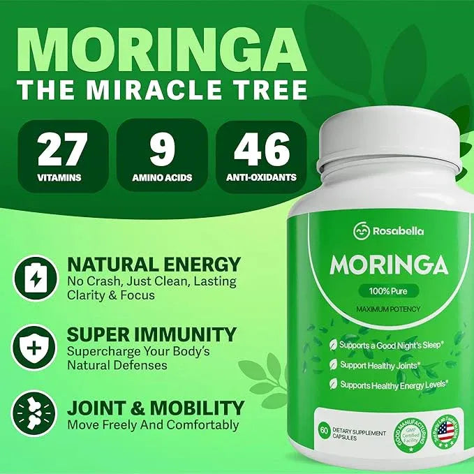 Cápsulas de Moringa Rosabella | Fórmula Exclusiva para Energía y Longevidad