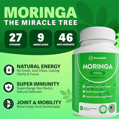 Cápsulas de Moringa Rosabella | Fórmula Exclusiva para Energía y Longevidad